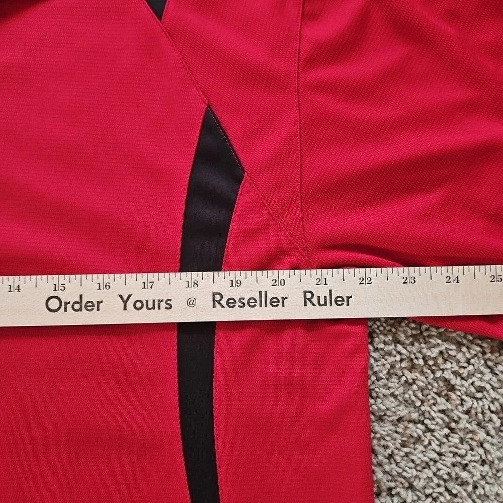 PGA TOUR‎ Polo Golf Shirt Short Sleeve Button Up Red Black Men's Large